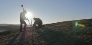 Setting up survey equipment